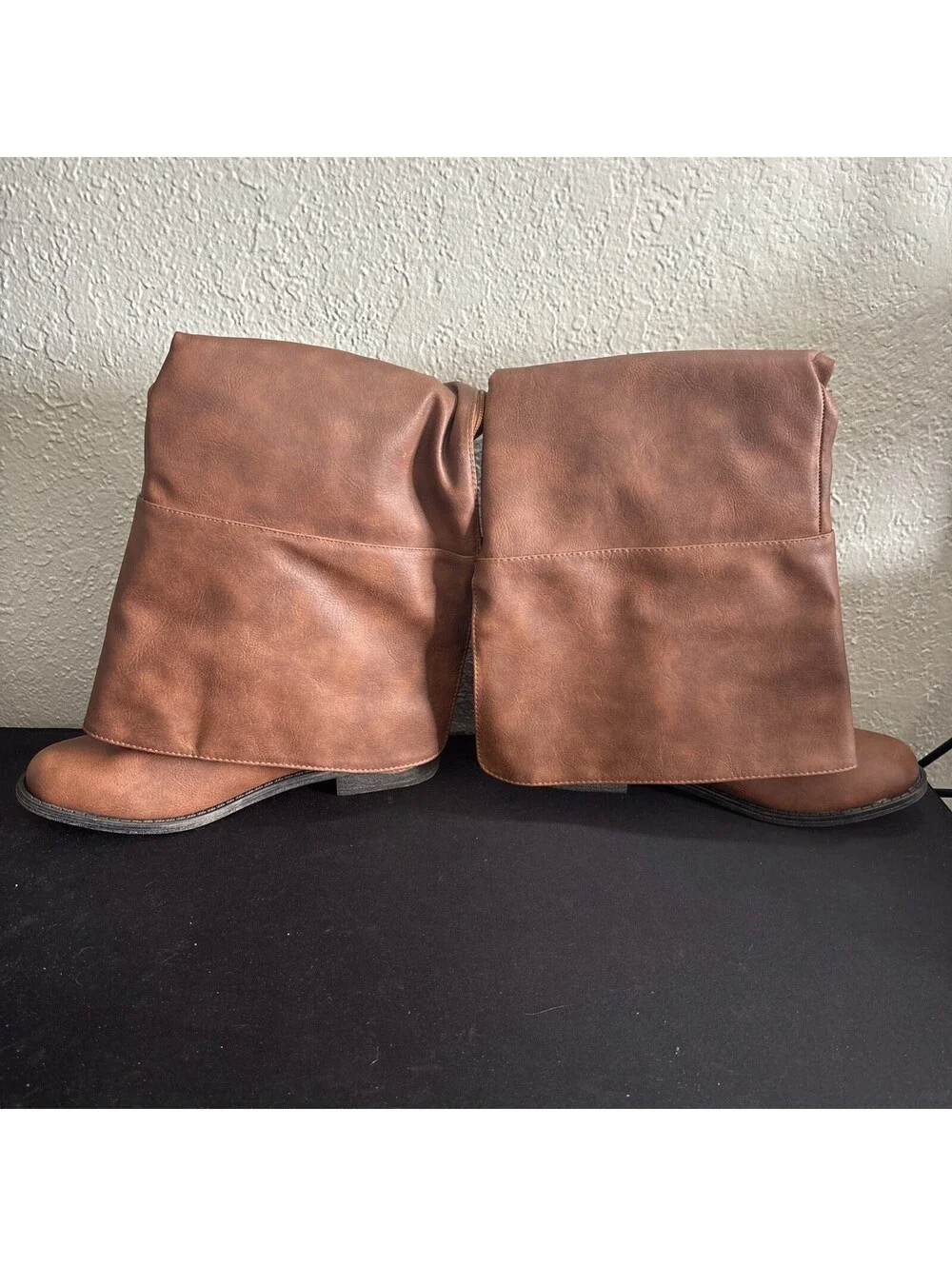Marit WC Brown Riding Boots Slouch Knee High Double Buckle Strap Size 9